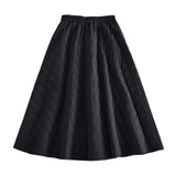 Maxbell Women Down Skirt Long Skirt with Pocket Winter Female Windproof Streetwear Black
