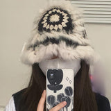 Maxbell Faux Plush Winter Bucket Hat Stretch Cycling Walking Warm Women Hat Beanie