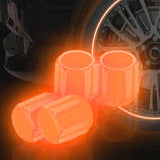 Maxbell 4x Car Tire Valve Caps Illuminated Bike Tire Caps for Bike Motorcycle Orange