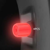 Maxbell 4x Car Tire Valve Caps Illuminated Bike Tire Caps for Bike Motorcycle Red
