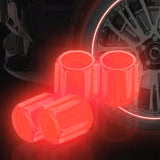 Maxbell 4x Car Tire Valve Caps Illuminated Bike Tire Caps for Bike Motorcycle Red