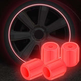 Maxbell 4x Car Tire Valve Caps Illuminated Bike Tire Caps for Bike Motorcycle Red