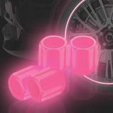 Maxbell 4x Car Tire Valve Caps Illuminated Bike Tire Caps for Bike Motorcycle Pink