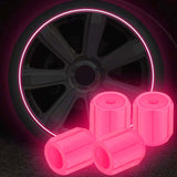 Maxbell 4x Car Tire Valve Caps Illuminated Bike Tire Caps for Bike Motorcycle Pink