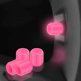 Maxbell 4x Car Tire Valve Caps Illuminated Bike Tire Caps for Bike Motorcycle Pink