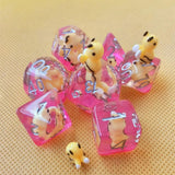 Maxbell 7Pcs Resin Polyhedral dices Set Toys Filled with Honeybee for Board Games