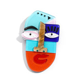 Maxbell Acrylic Brooch Brooches Fashion Modern Cartoon Jewelry for Bags Casual Gift Blue