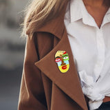 Maxbell Acrylic Brooch Brooches Fashion Modern Cartoon Jewelry for Bags Casual Gift Yellow