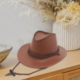 Maxbell Fashion Western Cowboy Hat Sunhat Leather for Party Favors Costume Dress up khaki