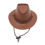 Maxbell Fashion Western Cowboy Hat Sunhat Leather for Party Favors Costume Dress up khaki