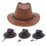 Maxbell Fashion Western Cowboy Hat Sunhat Leather for Party Favors Costume Dress up khaki