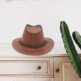 Maxbell Fashion Western Cowboy Hat Sunhat Leather for Party Favors Costume Dress up khaki