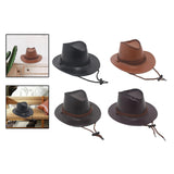 Maxbell Fashion Western Cowboy Hat Sunhat Leather for Party Favors Costume Dress up khaki