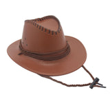 Maxbell Fashion Western Cowboy Hat Sunhat Leather for Party Favors Costume Dress up khaki