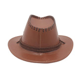 Maxbell Fashion Western Cowboy Hat Sunhat Leather for Party Favors Costume Dress up khaki