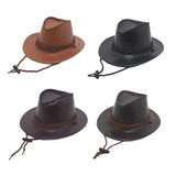 Maxbell Fashion Western Cowboy Hat Sunhat Leather for Party Favors Costume Dress up khaki