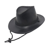 Maxbell Fashion Western Cowboy Hat Sunhat Leather for Party Favors Costume Dress up black