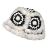 Maxbell Faux Plush Bucket Hat Furry Cute Fisherman Hat Plush for Teen Girls Black