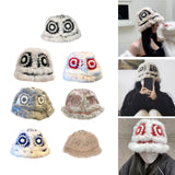 Maxbell Faux Plush Bucket Hat Furry Cute Fisherman Hat Plush for Teen Girls Black