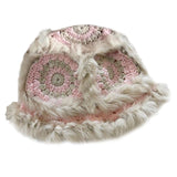 Maxbell Faux Plush Bucket Hat Furry Cute Fisherman Hat Plush for Teen Girls Pink Beige