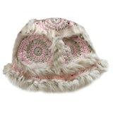 Maxbell Faux Plush Bucket Hat Furry Cute Fisherman Hat Plush for Teen Girls Pink Beige