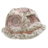 Maxbell Faux Plush Bucket Hat Furry Cute Fisherman Hat Plush for Teen Girls Pink Beige