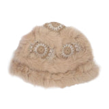 Maxbell Faux Plush Bucket Hat Furry Cute Fisherman Hat Plush for Teen Girls Khaki