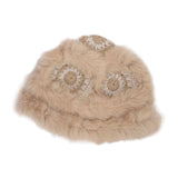 Maxbell Faux Plush Bucket Hat Furry Cute Fisherman Hat Plush for Teen Girls Khaki