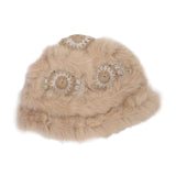 Maxbell Faux Plush Bucket Hat Furry Cute Fisherman Hat Plush for Teen Girls Khaki