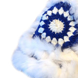 Maxbell Faux Plush Bucket Hat Furry Cute Fisherman Hat Plush for Teen Girls Blue White