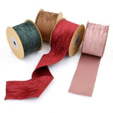 Maxbell 3 Pieces Suede Fabric Ribbon 2 inch Wide for Party Packaging Home Decor Green Red Brown