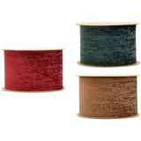 Maxbell 3 Pieces Suede Fabric Ribbon 2 inch Wide for Party Packaging Home Decor Green Red Brown