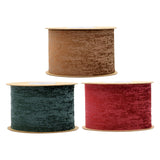 Maxbell 3 Pieces Suede Fabric Ribbon 2 inch Wide for Party Packaging Home Decor Green Red Brown