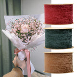 Maxbell 3 Pieces Suede Fabric Ribbon 2 inch Wide for Party Packaging Home Decor Green Red Brown