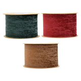 Maxbell 3 Pieces Suede Fabric Ribbon 2 inch Wide for Party Packaging Home Decor Green Red Brown