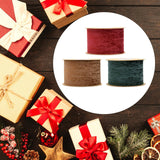 Maxbell 3 Pieces Suede Fabric Ribbon 2 inch Wide for Party Packaging Home Decor Green Red Brown