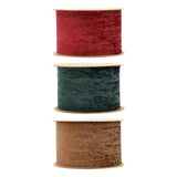Maxbell 3 Pieces Suede Fabric Ribbon 2 inch Wide for Party Packaging Home Decor Green Red Brown