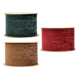 Maxbell 3 Pieces Suede Fabric Ribbon 2 inch Wide for Party Packaging Home Decor Green Red Brown