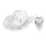 Maxbell Cowboy Hat Women Men Sunhat Casual Jazz Hat Costumes Accessories Travel white