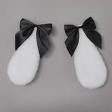 Maxbell 1 Pair Cosplay Bunny Plush Lop Ears Hair Clip Lovely for Photo Props Black