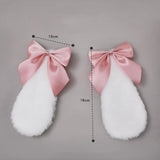 Maxbell 1 Pair Cosplay Bunny Plush Lop Ears Hair Clip Lovely for Photo Props Pink