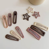 Maxbell 6Pcs Elegant Snap Hair Clips Matte Gift Multicolor Fashion for Casual Party Star