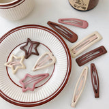 Maxbell 6Pcs Elegant Snap Hair Clips Matte Gift Multicolor Fashion for Casual Party Star