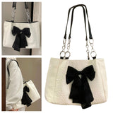 Maxbell Women Shoulder Bag Totes Satchel Casual Bow Tie Holiday Canvas Bag Hobo