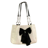 Maxbell Women Shoulder Bag Totes Satchel Casual Bow Tie Holiday Canvas Bag Hobo