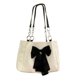 Maxbell Women Shoulder Bag Totes Satchel Casual Bow Tie Holiday Canvas Bag Hobo