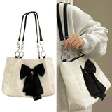 Maxbell Women Shoulder Bag Totes Satchel Casual Bow Tie Holiday Canvas Bag Hobo