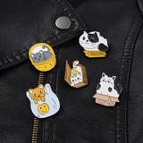 Maxbell 5 Pieces Cartoon Cat Enamel Brooches Jewelry Pins Badge for Bag Shirt Decor