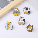 Maxbell 5 Pieces Cartoon Cat Enamel Brooches Jewelry Pins Badge for Bag Shirt Decor