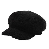 Maxbell Women Ladies Wool Cabbie Hat Painter Cap Autumn Winter All Match Fashion Black